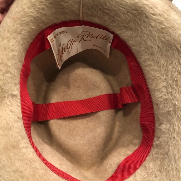 True vintage feather brim fedora hat by Adolfo Realites Paris BNWT!! - Picture 8 of 8